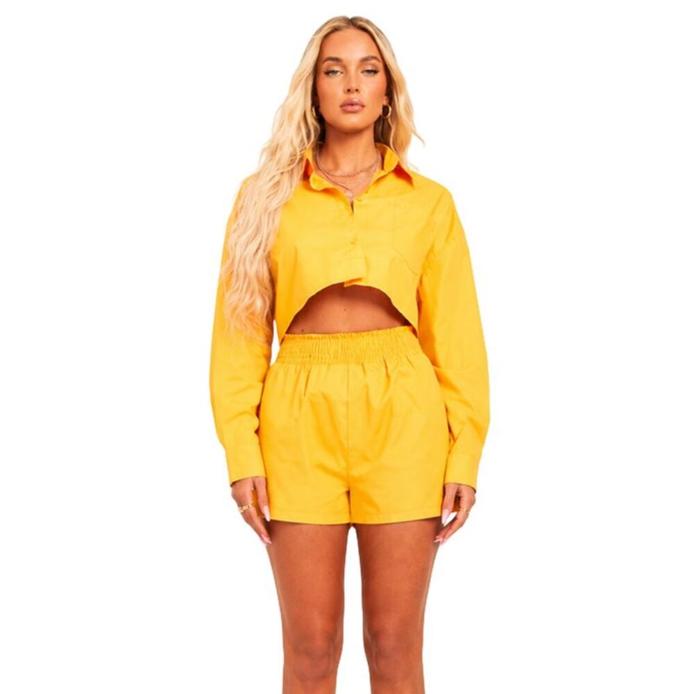 Missy Empire Womens/Ladies Cotton Cropped Long-Sleeved Shirt / Orange